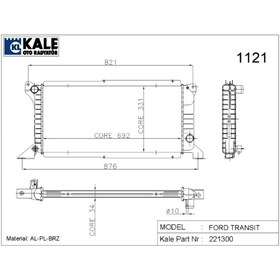 Resim KALE Radyatör Transıt T15 /19 Ym. Turbo 1 Sıra 99vt8005aa 0220251ab 