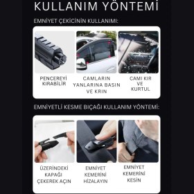Resim Coofbe Sharp Tool Safety Hammer Emniyet Kemer Kesici ve Araç Cam Kırıcı Araç Acil Durum Cam Kırıcı 