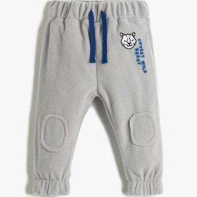 Resim Erkek Bebek Polar Jogger Eşofman Altı Beli Bağlamalı Aplike Detaylı Kaplan Baskılı 