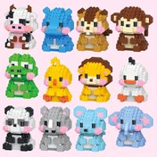 Resim Mini Sevimli Hayvanlar Yapı Taşları Oyuncakları, Maymun, Tavuk, İnek, Ördek, Panda, Timsah, Fare, Sığır, Fil, Aslan, Hipopotam, Rhinoceros, Minyatür Yaratıcı Karikatür Hayvan Modelleri Montaj Oyuncakları, Doğum Günü veya Noel Hediyeleri 