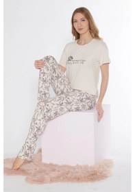 Resim Kısa Kol Viskon Pijama Takımı Flz 88-118 Taş 
