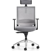 Resim Bürotime Cozy Başlıklı Çalışma Koltuğu - Sabit T Kol - Alüminyum Ayak - Antrasit/gri 