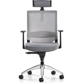 Resim Bürotime Cozy Başlıklı Çalışma Koltuğu - Sabit T Kol - Alüminyum Ayak - Antrasit/gri 