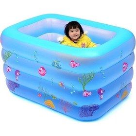 Resim Sea&sun Havuz 4 Boğumlu Dikdörtgen Derin Havuz 140x100x70 Cm Açık Mavi 