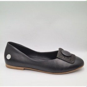 Resim Mammamia D25ya-7225 Siyah Hakiki Deri Kadın Günlük Babet Siyah 