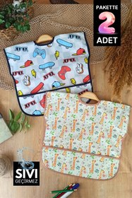Resim BUUDE Play Forest Desenli Sıvı Geçirmez Kolsuz 6-24 Ay 2'li Aktivite Ve Mama Önlüğü 