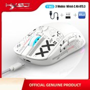 Resim HXSJ T90 Kablosuz Oyun Fare, 3 Modlu Bağlantı, Optik, Parıltılı Süslemeli, Sağ El, Plastik, ESports Teması, USB Type-C Şarj, Şarj Edilebilir Lityum Polimer Pil, Windows 7 ile Uyumlu, PC/Mac Oyuncuları ve İş Seyahati için 