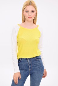 Resim Hanna's Kadın Sarı Reglan Kollu Ribanalı Bluz 