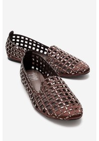 Resim Luvishoes Sılva Kahverengi Taşlı Kadın Babet Ayakkabı Kahverengi 