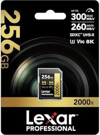 Resim Lexar Professional 256GB 2000X 300MB/s 8K V90 SD Hafıza Kartı 