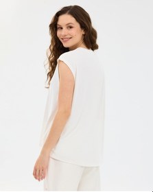 Resim Skechers W Soft Touch Loose Fit T-shirt Kadın Beyaz Tshirt S2610047-3855 