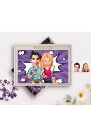 Resim Bk Gift Kişiye Özel Sevgililer Karikatürlü 1000 Parça Profesyonel Puzzle-51 
