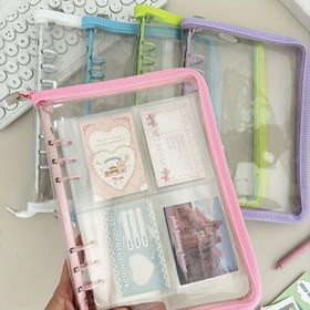 Resim 1 adet A5 Şeffaf Fermuarlı PVC Cilt ile Doldurulabilir Sayfalar - DIY Ticaret Kartı Albümü, El Sanatları Organizer, Scrapbooking Malzemeleri, Kalem Malzemesi 