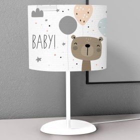 Resim instababyrooms Renkli Balon ve Ayı Desenli Çocuk Odası Dijital Baskılı Çocuk Odası Masaüstü Abajur Avize 