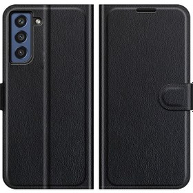 Resim Cüzdan Tasarımı Litchi Doku Deri Telefon Kılıfı Samsung Galaxy S21 Festandlı Folyo Kapak Çevirin 