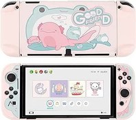 Resim GeekShare Protective Case Slim Cover Case Compatible with Nintendo Switch OLED and Joy Con - Dockable Cover Hard PC Protector Case - Frog & Axolotl 