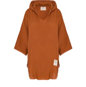 Resim Muslin Unisex Kısa Panço Tarçın - STD / Kahve 