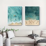 Resim 2 Parça Set, Yazlık Suluboya Plaj Manzaralı Kanvas Tablolar, Minimalist Sahil Bohem Stili, Saf Renk, Modern Duvar Sanatı Ev, Yurt, Oturma Odası, Yatak Odası, Banyo, Çerçevesiz, Dikey Yönlendirme, İç Mekan Kullanımı 