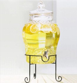 Resim 8 Litre Musluklu Cam Su Sebili Şerbetlik Ve Damacana Metal Ayaklı Perotti Şeffaf 