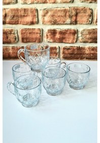 Resim Saplı Su Bardağı - Çay Bardağı - Kahve Bardağı- Saplı Cam Bardak- 6 Adet-217 Ml -zb41 Şeffaf 