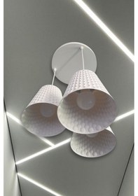 Resim Modern Beyaz 3'lü Sarkıt Avize Petek Desenli Beton Görünümlü Ayarlanabilir Salon Mutfak Avizesi Ofis Diğer 