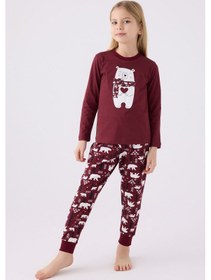 Resim Arnetta Kız Çocuk Bordo Pijama Takımı Bordo 