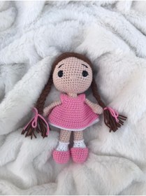 Resim elara knits hand made Amigurumi Pembe Fındık Kız Bebek 