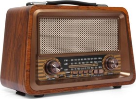 Resim Nostaljik Radyo Gerçek Ahşap Eskitme Bluetooth Hoparlör Mp3 Çalar Müzik Kutusu 