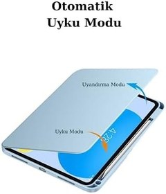 Resim Fuchsia iPad Air 10.9 2022 (4.Nesil) ile Uyumlu 360° Dönebilen Standlı Pino Tablet Kılıfı Mavi 