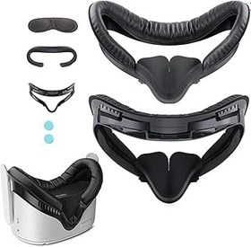Resim AMACOAM Oculus / Meta Quest için yüz arayüzü, 2 aksesuar 5'i 1 arada set VR Face Cover Oculus Quest 2-2 Face Cover yedek dolgu, ışık önleyici burun dolgusu, lens koruması, gözlük mesafe tutucu 