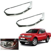 Resim Mitsubishi L200 Uyumlu 2006 2014 Ön Far Kaplama Abs Plastik Krom 