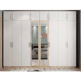 Resim Hugo 8 Kapaklı Dolap Gardırop Meşe Beyaz 