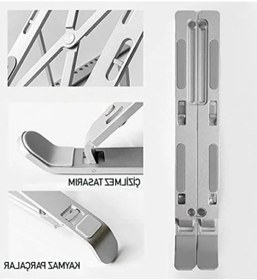 Resim Taşınabilir Metal Dizüstü Bilgisayar Standı - Kaymaz Ve Ergonomik Tasarım 
