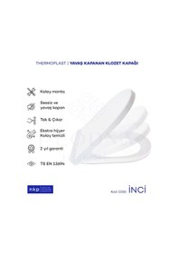 Resim D-Form İnci Yavaş Kapanan Klozet Kapağı 