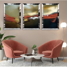 Resim SOYUT DESEN GÜMÜŞ PLEKSİ KENAR 3'LÜ MDF TABLO 