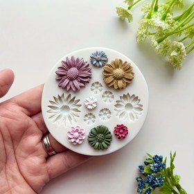 Resim DIY Polimer Kil El Sanatları için 1 Adet Silikon Çiçek Kalıbı - Mor, Altın, Pembe, Yeşil ve Beyaz Renklerde Çoklu Çiçek Boşluklarına Sahip Kolay Kullanımlı Buket Döküm Aracı - El Yapımı Dekoratif Parçalar, El Yapımı Süslemeler İçin Mükemmel | Çiçekli Tasarım Kalıbı | Dayanıklı El Sanatları Kalıbı, El Sanatları İçin Kalıp Silikon 