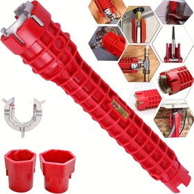 Resim Basin Wrench 8-in-1 Musluk ve Lavabo Montaj Aleti Lavabo Araçları Çok Fonksiyonlu Anahtar Tesisat Aracı Montaj Boru Çıkarıcı Musluk Anahtarı Dar Alanlar için Tuvalet Kasesi / Lavabo / Banyo / Mutfak 
