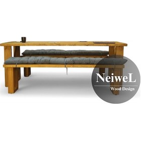 Resim Neiwel Vean Doğal Ahşap Banklı Toplantı Masasıı x 80 x 140 Açık Ceviz 