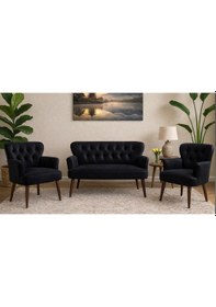 Resim Çay Seti Ofis Mobilya Siyah 