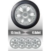 Resim Kia Rio Picanto Cerato Ceed 15" Inç Uyumlu 4 Adet 1 Takım Gri Kırılmaz Esnek Jant Kapağı 021 