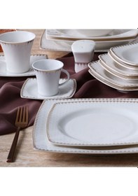 Resim Güral Porselen Caroline 54 Parça 12 Kişilik Yemek Takımı 6567 Krem 