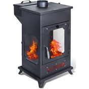Resim Etinova Eti-B5 Büyük Üç Tarafı Camlı Fırınsız Şömine Tipi Pelet Soba 