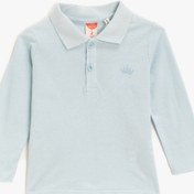 Resim Erkek Bebek Polo Yaka Uzun Kollu Basic Pamuklu Tişört 