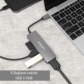 Resim Omars 5 Port Type-C 4K HDMI Video Transferi 5gbps USB 3.1 Sd/tf Kart Uyumlu Hub Çoklayıcı Adaptör 