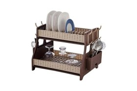 Resim Feyza Design Şık Hasır Çift Katlı Tabaklık, Mutfak Dekoruna Zarif Dokunuş 