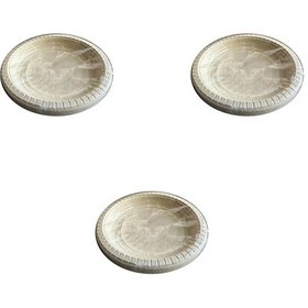 Resim Roll-up Kullan At Renkli Krem Renk Parti Davet Plastik Tabak - 22 Cm. - 25 Adetlik 3 Paket 