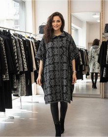 Resim 02Lady Fashion kadın kapüşonlu desenli triko panço 