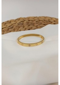 Resim Alaşım Kartier Kelepçe Taşlı Bileklik Gold Çok Renkli 