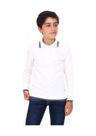 Resim Toontoy Kids Toontoy Erkek Çocuk Regular Fit Polo Yaka Baskılı Sweatshirt - 2 İplik Ekru 