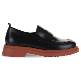Resim Bueno Shoes Siyah Pembe Açma Deri Kadın Loafer 01wz4000 